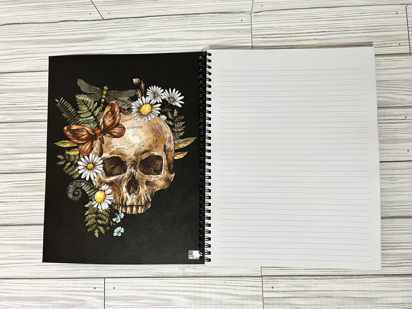 Spiral Notebook: Dark Room- Dark Funny Humor, Skull and Rodanthe Flowers, Soft Touch Cover