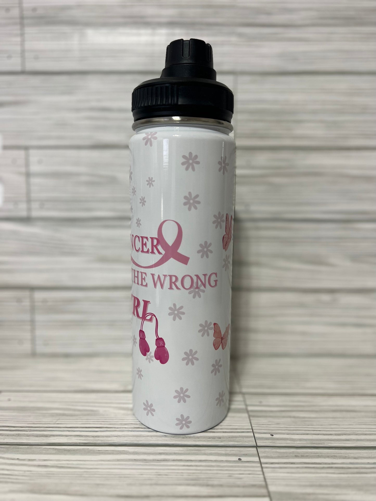 Cancer pick it the wrong girl Tumbler - Cancer Awareness , Gift Idea, Skinny Steel Tumbler with Straw