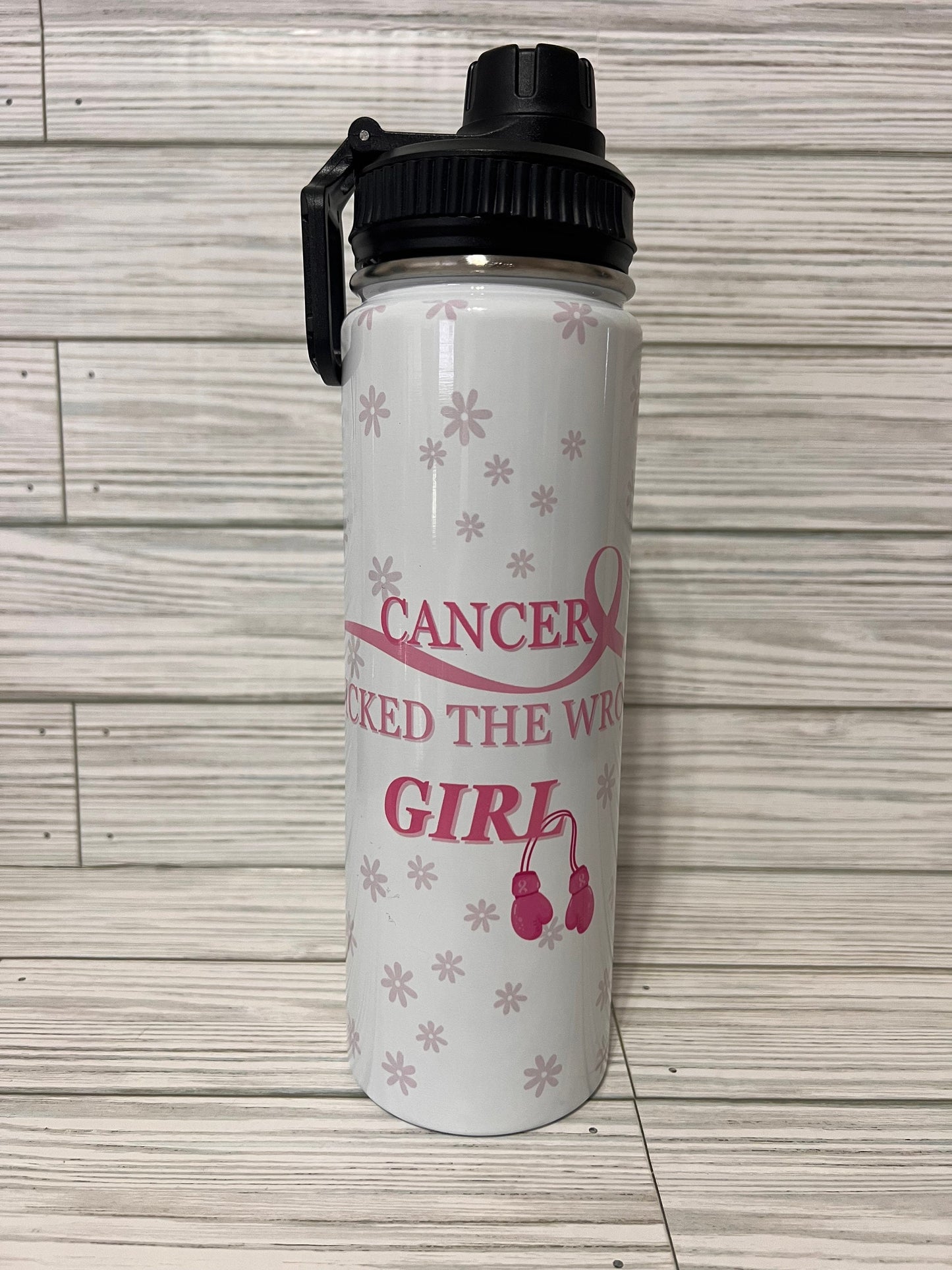 Cancer pick it the wrong girl Tumbler - Cancer Awareness , Gift Idea, Skinny Steel Tumbler with Straw