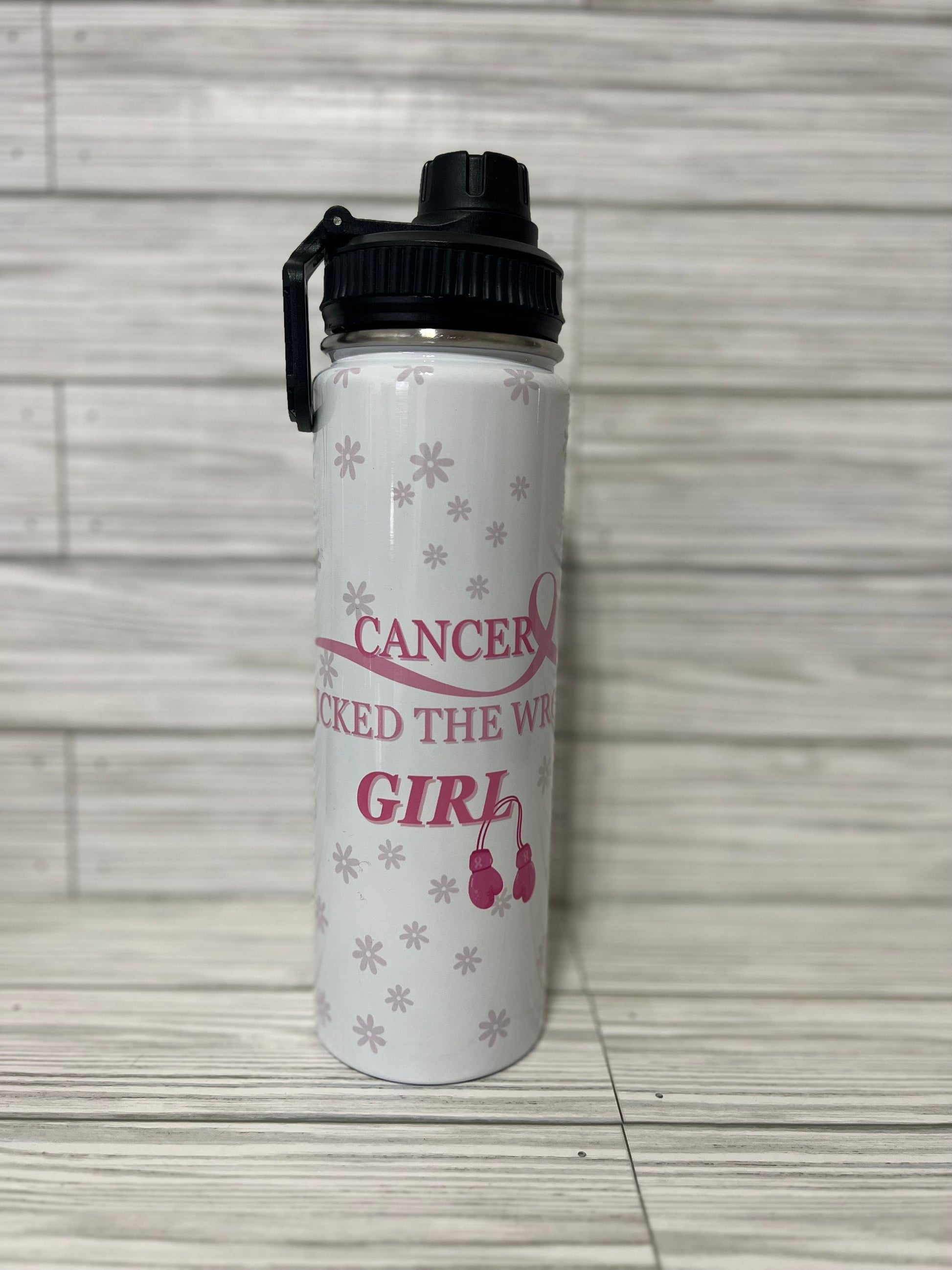 Cancer pick it the wrong girl Tumbler - Cancer Awareness , Gift Idea, Skinny Steel Tumbler with Straw