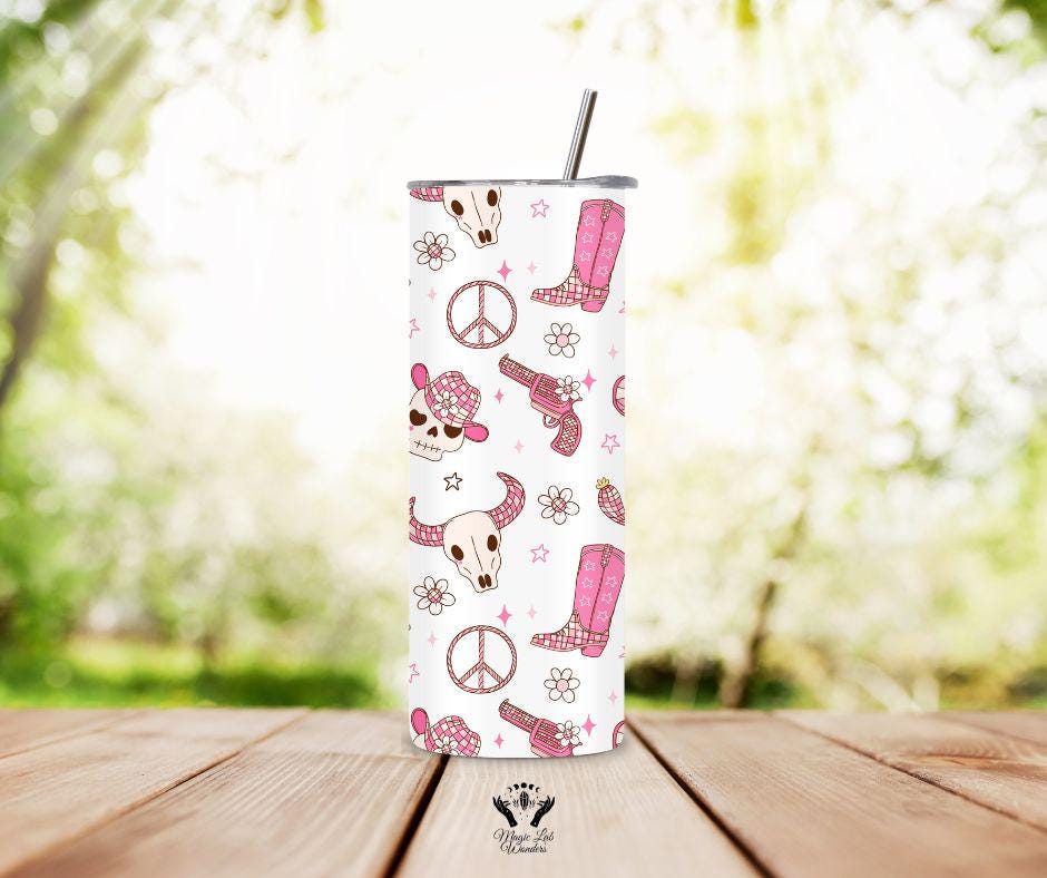 Cowgirl Era 1 or 2 -Tumbler 20oz /cowgirl era / Stainless Steel/ Including Metal Straw/ cow / gift for her/him/ Pink