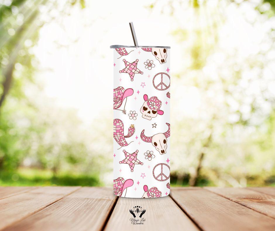 Cowgirl Era 1 or 2 -Tumbler 20oz /cowgirl era / Stainless Steel/ Including Metal Straw/ cow / gift for her/him/ Pink