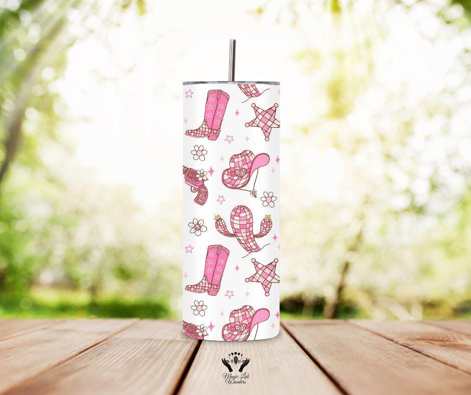 Cowgirl Era 1 or 2 -Tumbler 20oz /cowgirl era / Stainless Steel/ Including Metal Straw/ cow / gift for her/him/ Pink