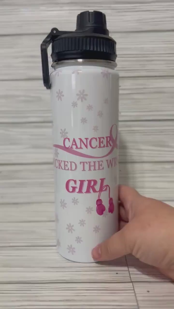 Cancer pick it the wrong girl Tumbler -  Cancer Awareness , Gift Idea, Skinny Steel Tumbler with Straw