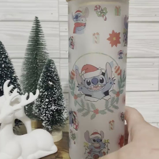 Lilo & Stitch Xmas-Glass Tumbler/Stainless Steel Tumbler| Lilo and Stitch gift| lilo and stitch christmas| Stitch Coffee Cup