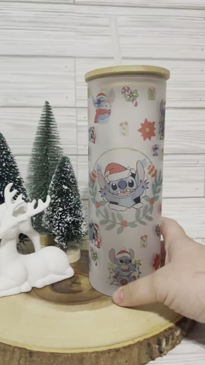 Lilo & Stitch Xmas-Glass Tumbler/Stainless Steel Tumbler| Lilo and Stitch gift| lilo and stitch christmas| Stitch Coffee Cup